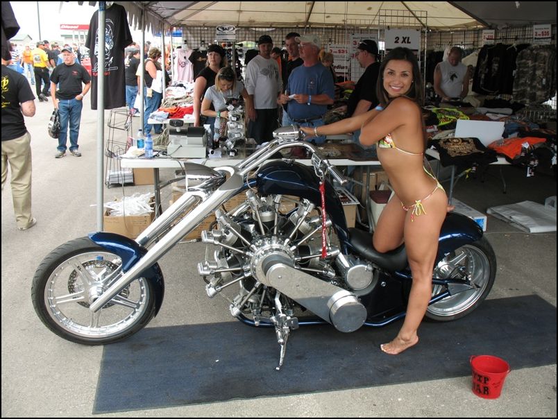 Aircraft Engine Custom Bike with pretty girl